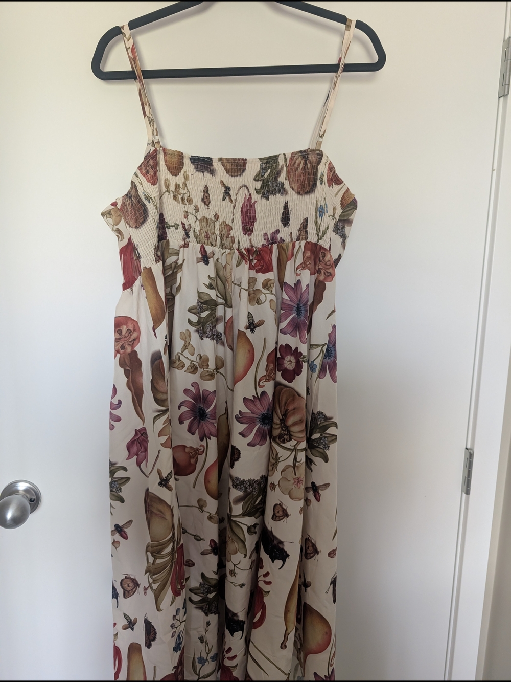 ๐2/$15 SHEIN White Autumn Floral & Gourd Print Midi Dress - Picture 4 of 4